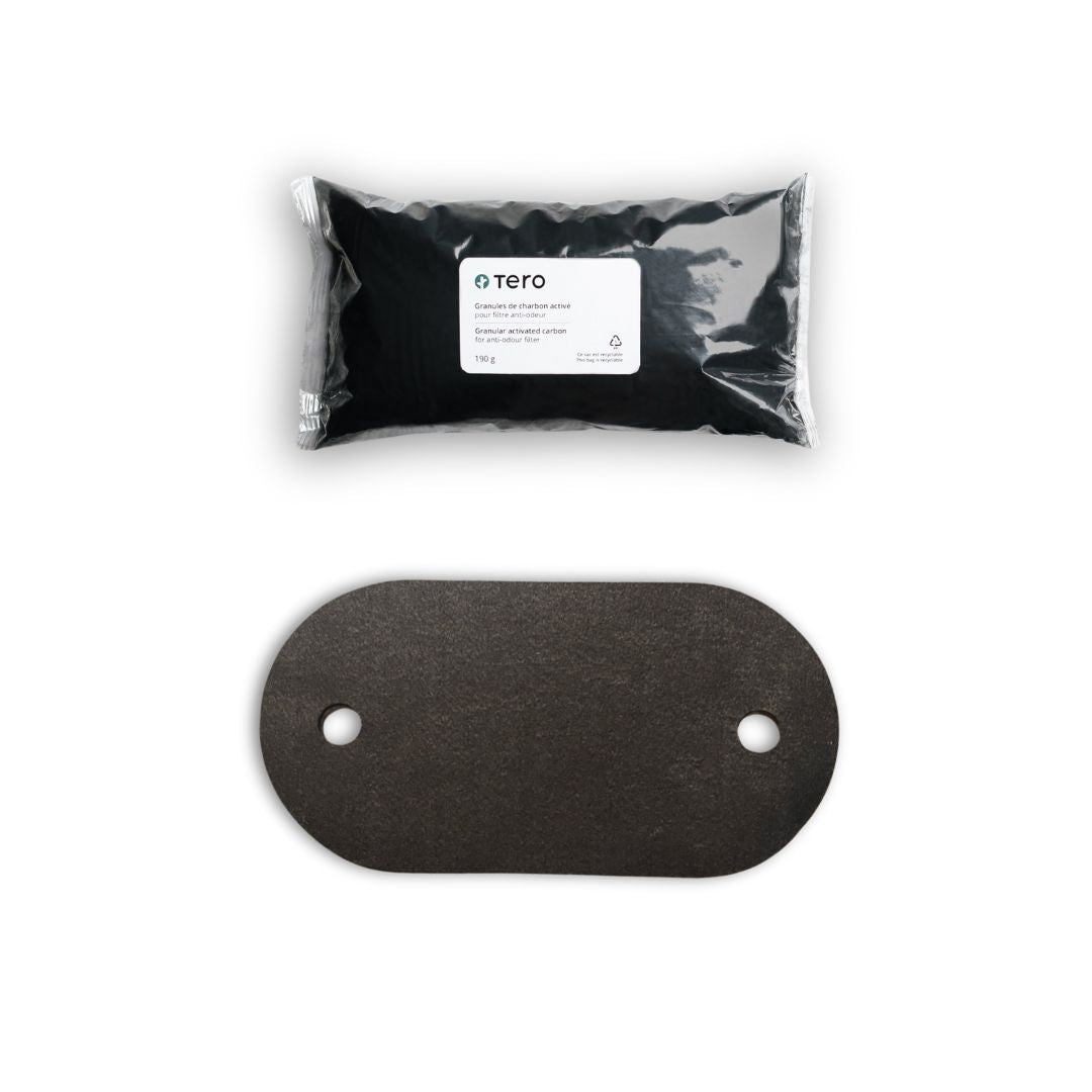 Kit de recharges de filtre à poussière anti-odeur et de granules de charbon actif de Tero.