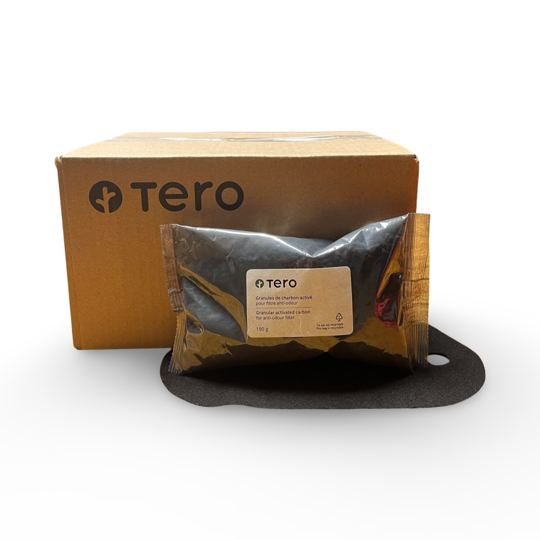 Kit de recharges de filtre à poussière anti-odeur et de granules de charbon actif de Tero.