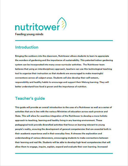 Curriculum pour le pack éducatif Nutritower